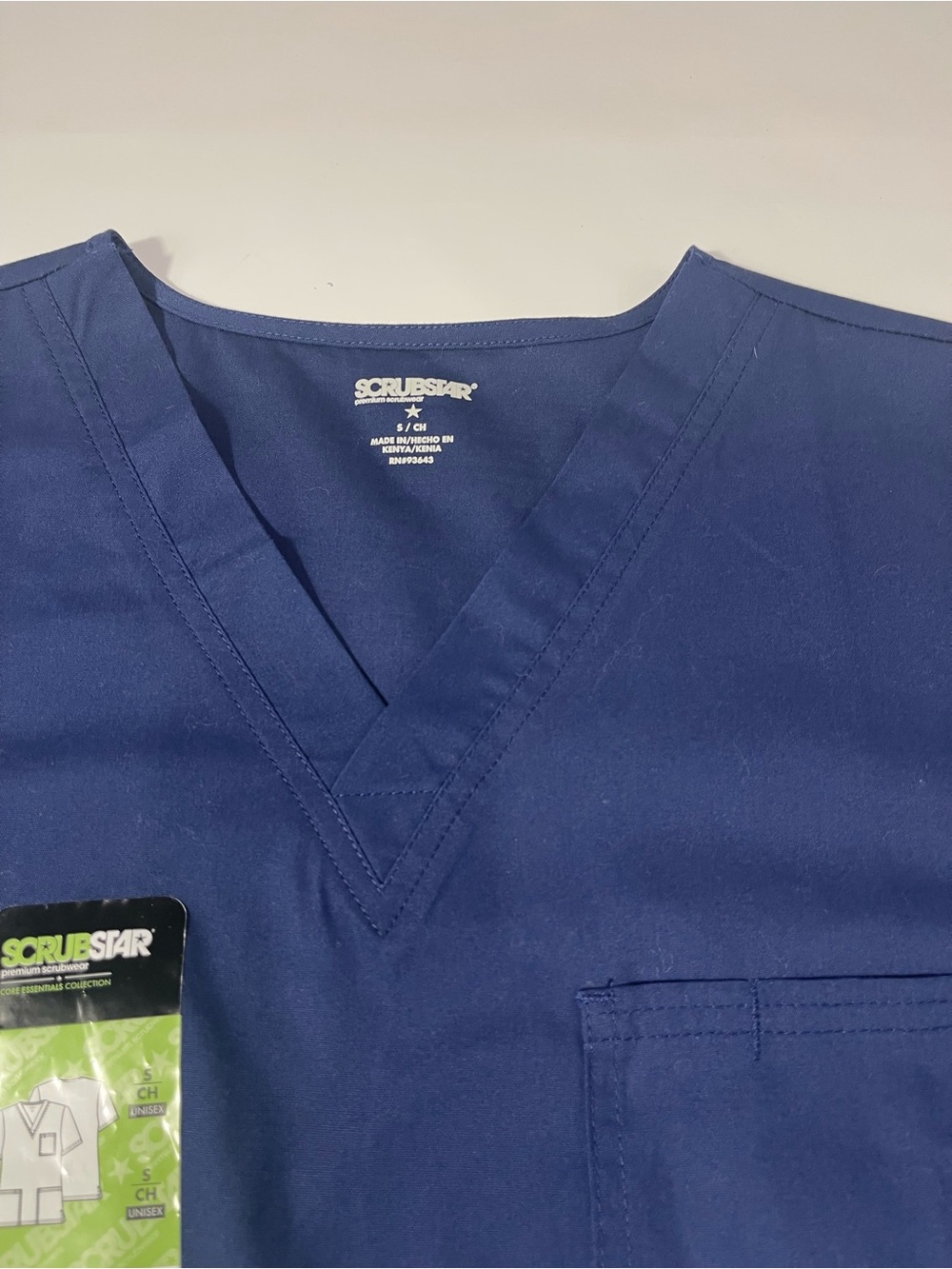 SCRUBSTAR Core Essentials Unisex Scrub Top V-Neck Navy Blue S. NWT. SKU#0720